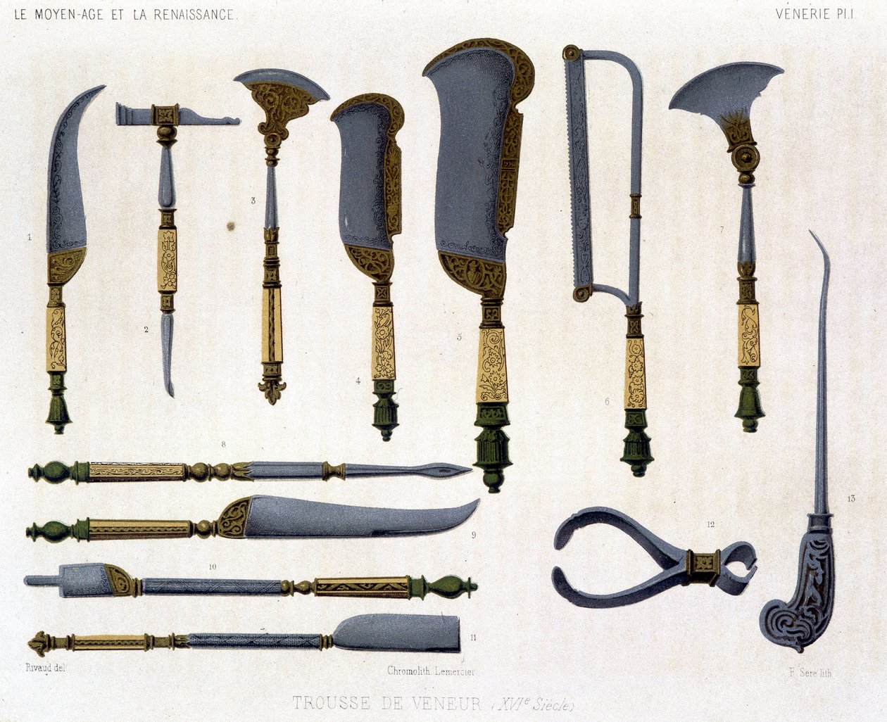 Venerie board: 16. yüzyıl veneur kiti. Lacroix