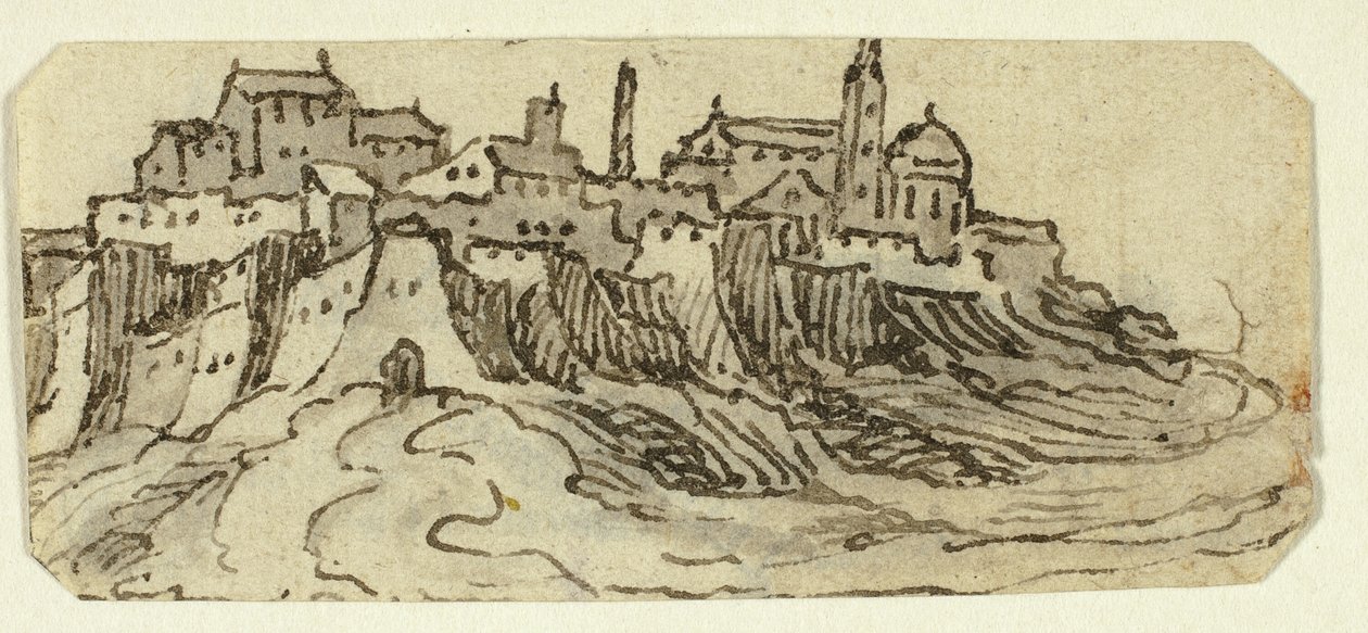 Katedral ile Hill Town görünümü by Unknown artist