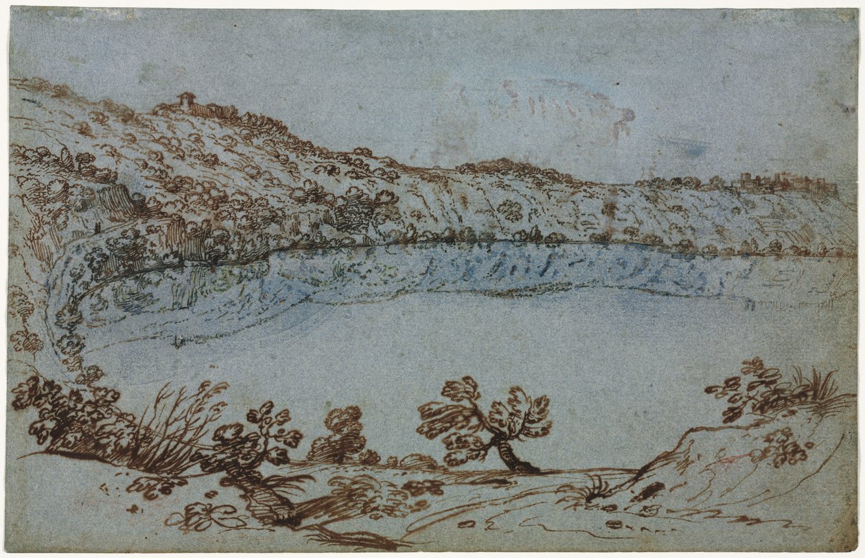 Nemi Gölü manzarası (rekto) by Unknown artist