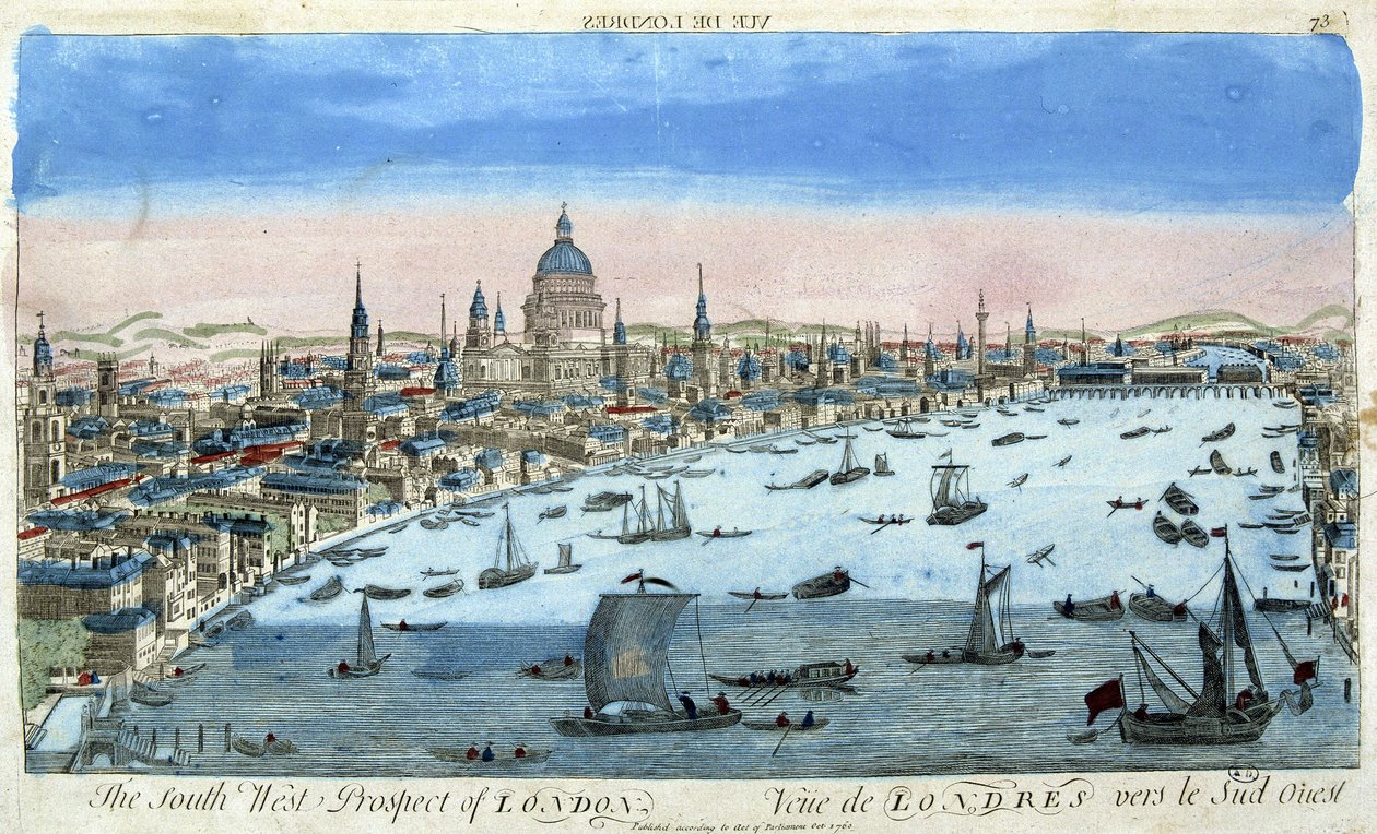 Londra ve Thames manzarası, güneybatı - optik görünüm by Unknown artist