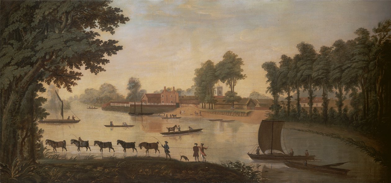 Thames Nehri üzerindeki Shepperton manzarası by Unknown artist