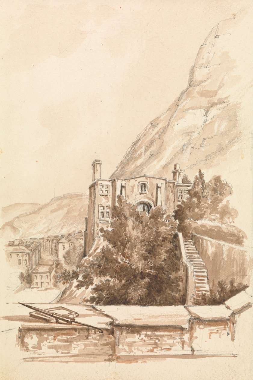 Arka Planda Kayalıkların Olduğu Bir Kasabanın Görünümü by Unknown artist