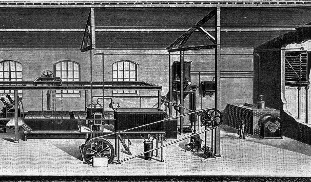 1860 yılında bir buz fabrikasının görünümü. (Gümrük yüklemesi) by Unknown artist