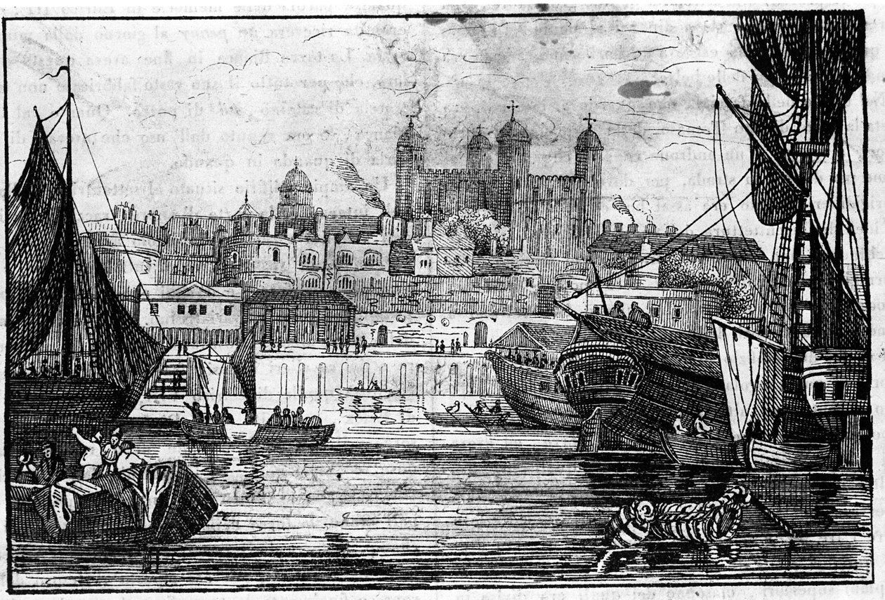 18. yüzyılın sonunda Londra Kulesi ve Thames