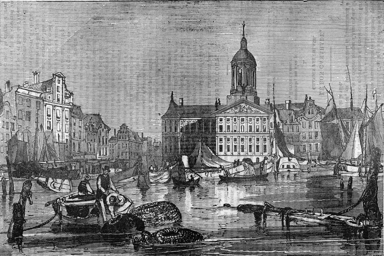 19. yüzyılda Amsterdam şehrinin ve eski Belediye Binası