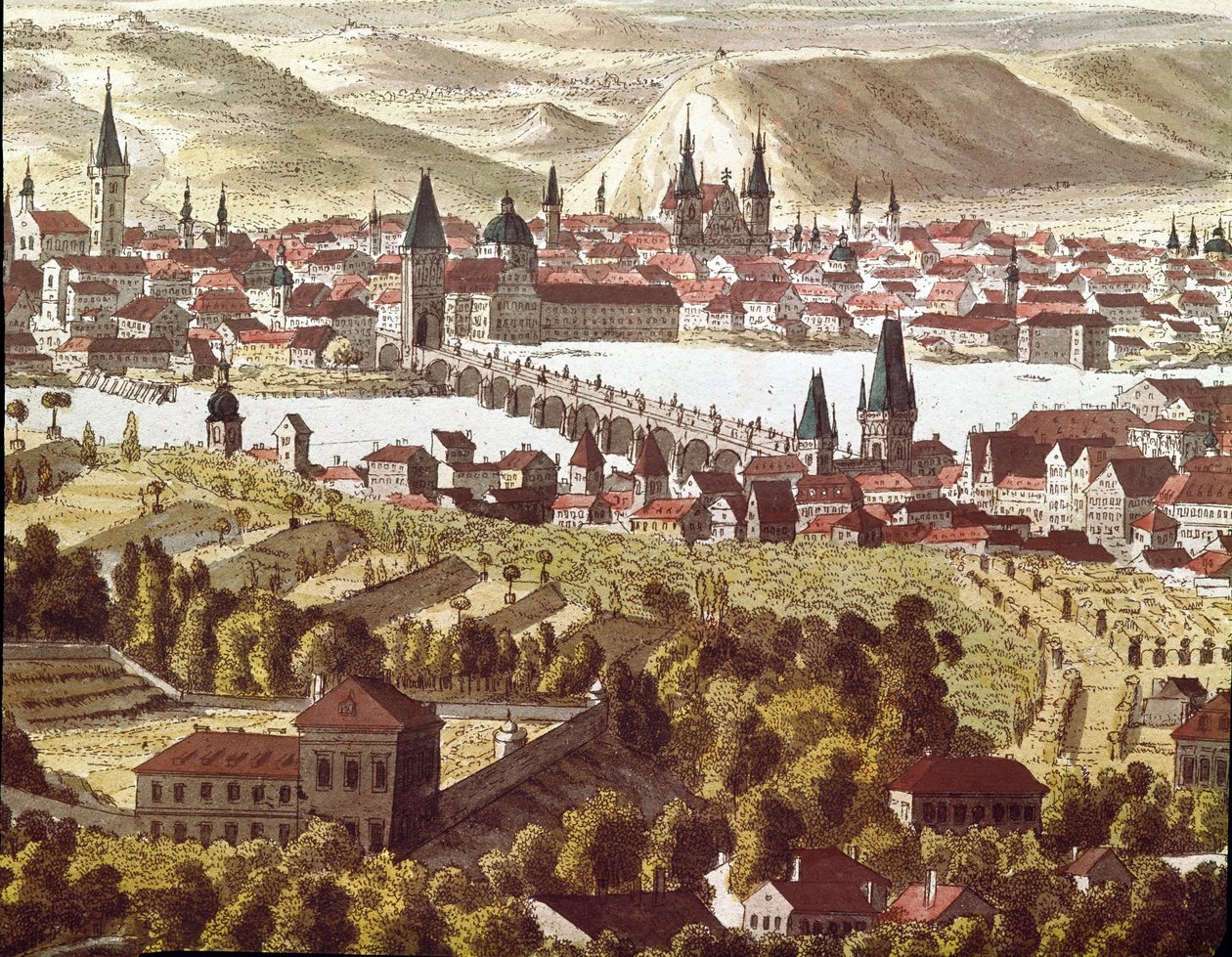 18. yüzyılda Prag şehrinin görünümü (Çizim) by Unknown artist