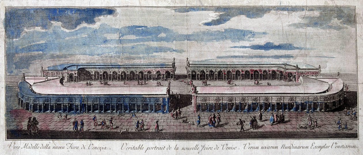 Venedik, İtalya fuarının görünümü. 18. yüzyıldan gravür. by Unknown artist