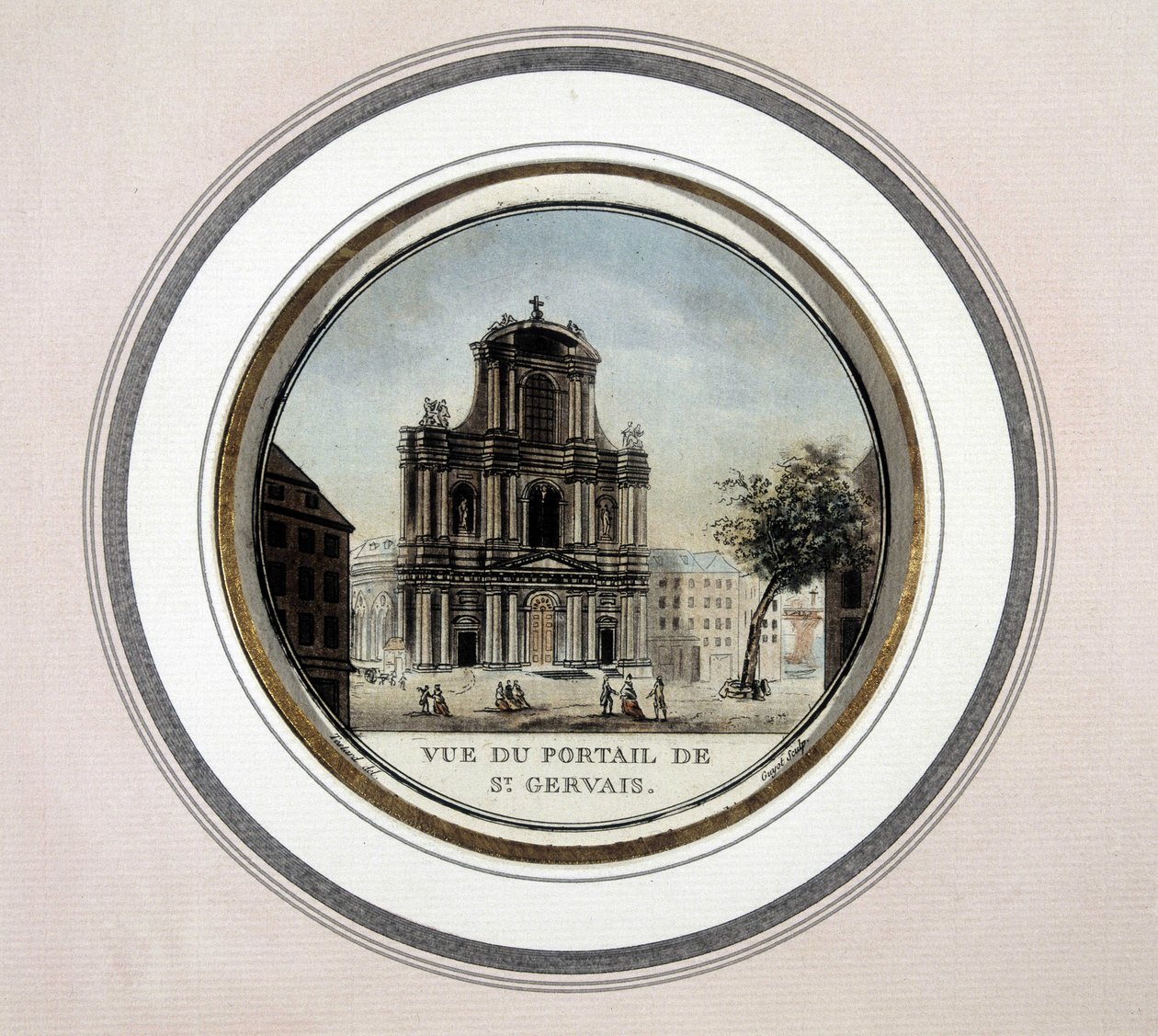 St Gervais (Saint Gervais) kapısının görünümü - gravür by Unknown artist