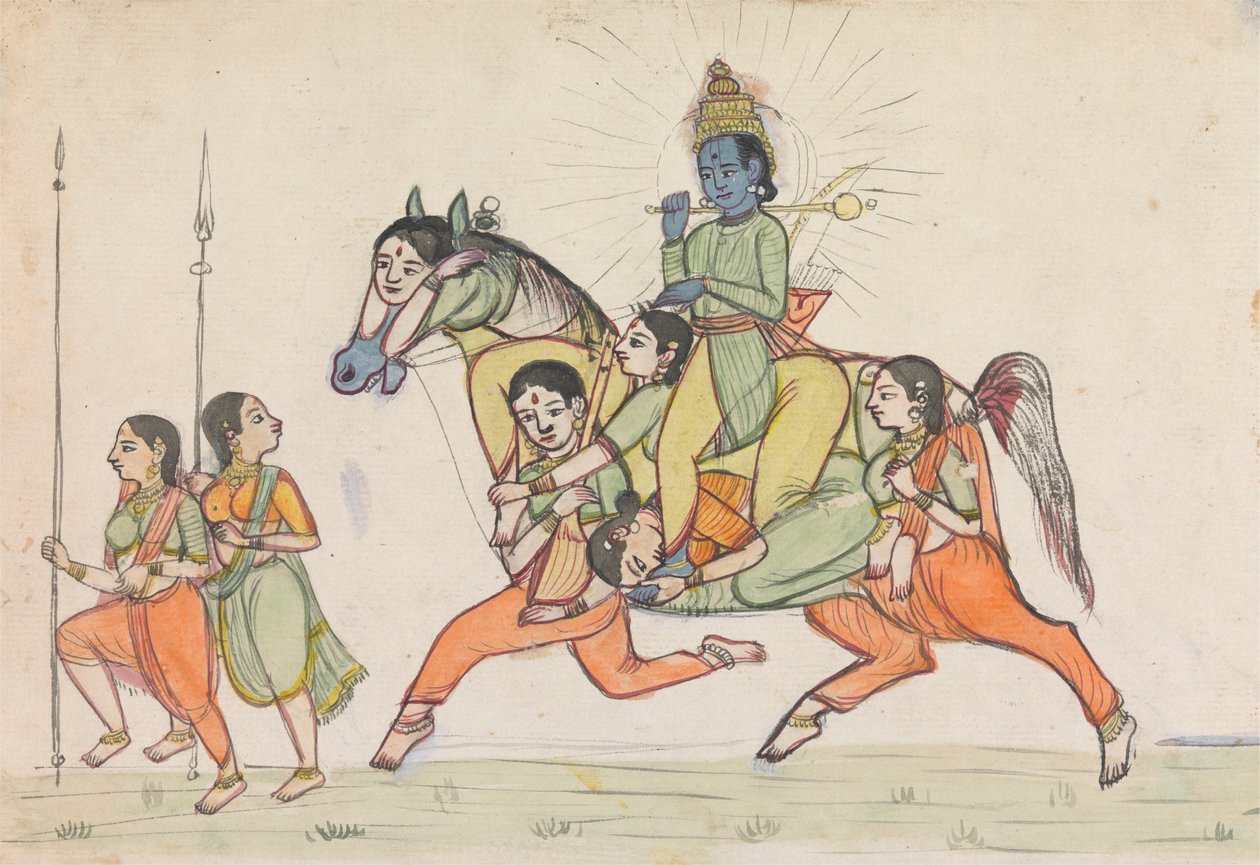 Kadın Görevlilerden Oluşan Ata Binen Vishnu by Unknown artist