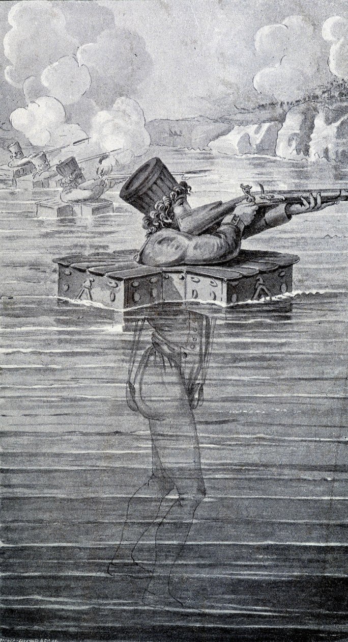 19. yüzyılın savaş kıyafeti. 19. yüzyılın gravürü. by Unknown artist