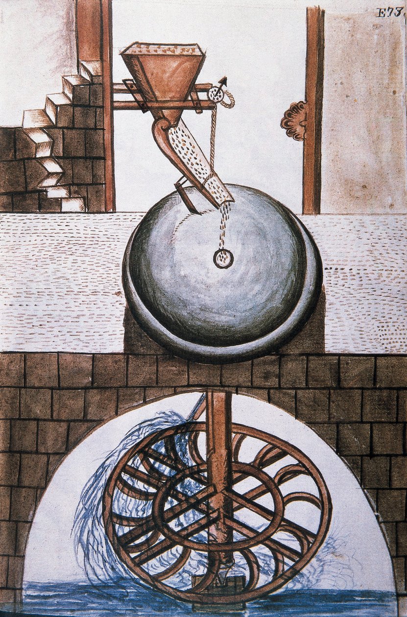 Baltazar Martinez Compañón y Bujanda, Trujillo piskoposu (1782-1785) tarafından "Trujillo del Peru" veya "Códice Martínez Compañón" kitabından su değirmeni by Unknown artist