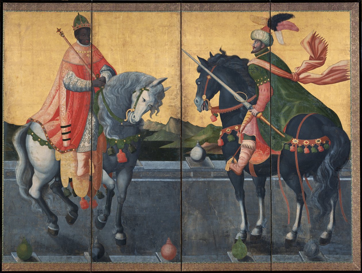 Atlı Batılı Krallar - Anonim - 17. yüzyılın ilk üçte biri. - Kağıt üzerine suluboya ve mürekkep - 184x245 - Suntory Museum of Art by Unknown artist