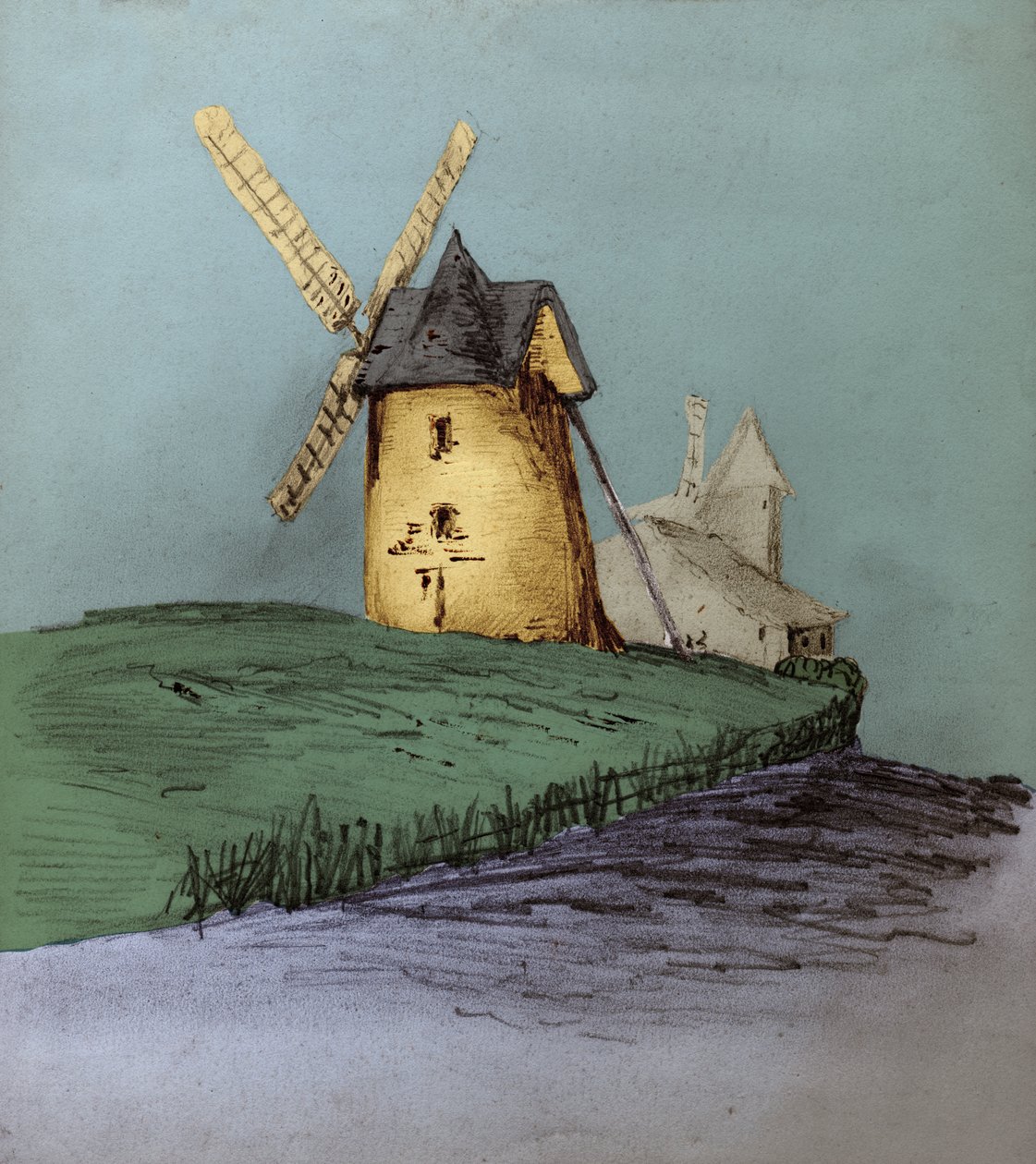 Yel değirmenleri. (çizim by Unknown artist