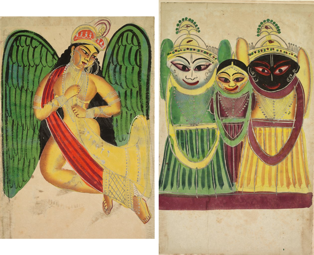 Boynuzlu Kanatlı Apsara (rekto); Jagannatha Üçlüsü (ters) by Unknown artist