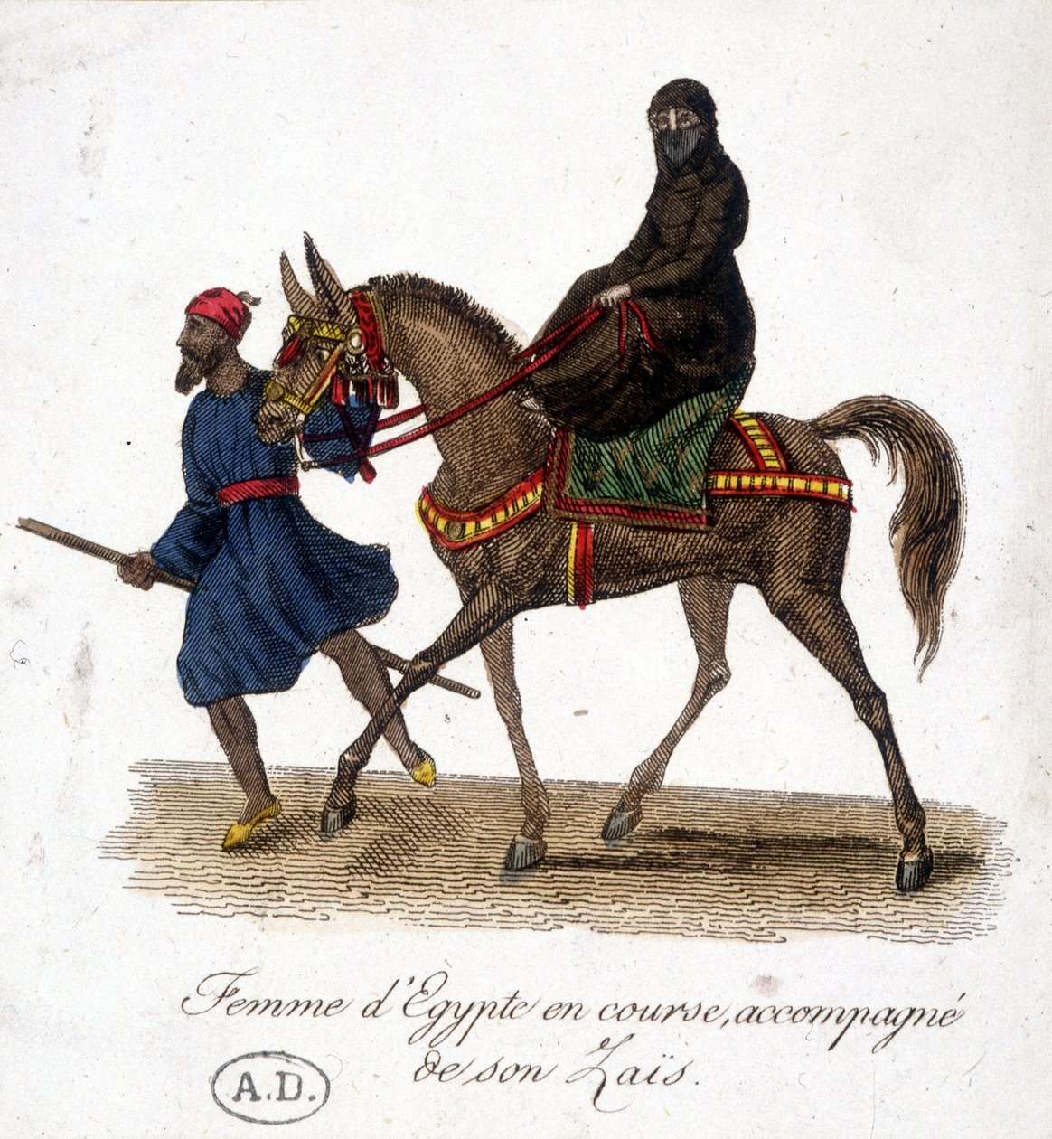Mısırlı kadın koşuyor, zaisi eşliğinde - gravür, deb. 19. yüzyıl by Unknown artist