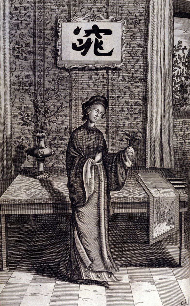 Çin soylularının kadını. Athanasius Kircher (1601 - 1680), Cizvit, Oryantalist ve Alman bilim adamı, Amsterdam 1667 tarafından “De China Monumenta”. by Unknown artist