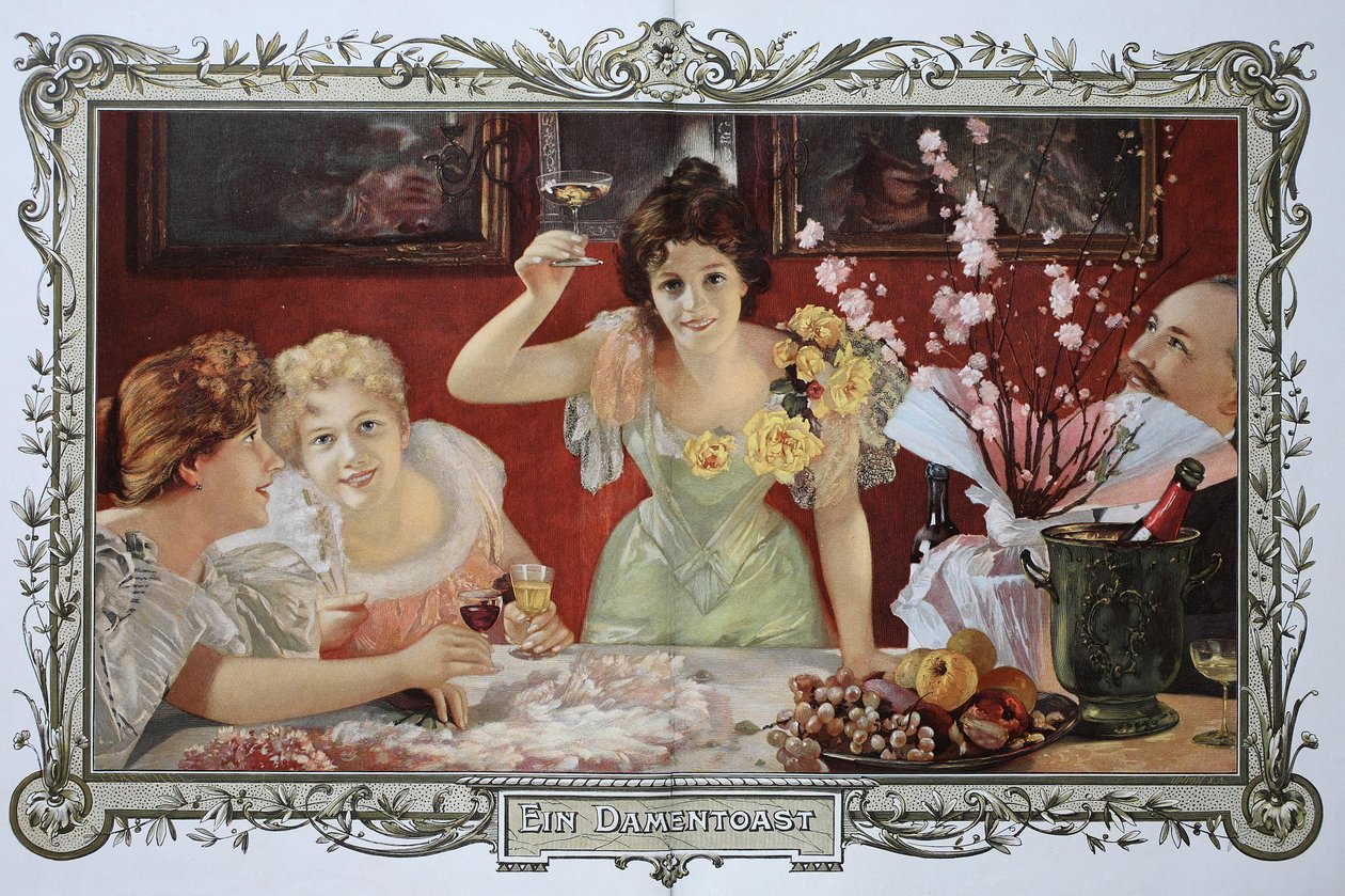 Bir partide birlikte kokteyl içen kadınlar by Unknown artist