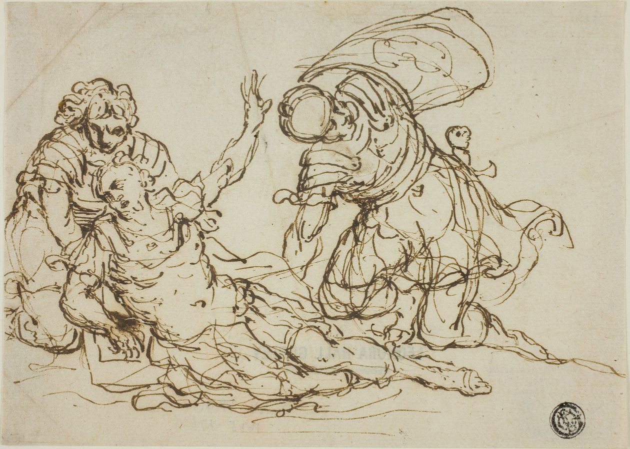 Yaralı Savaşçı ve İki Arkadaş by Unknown artist