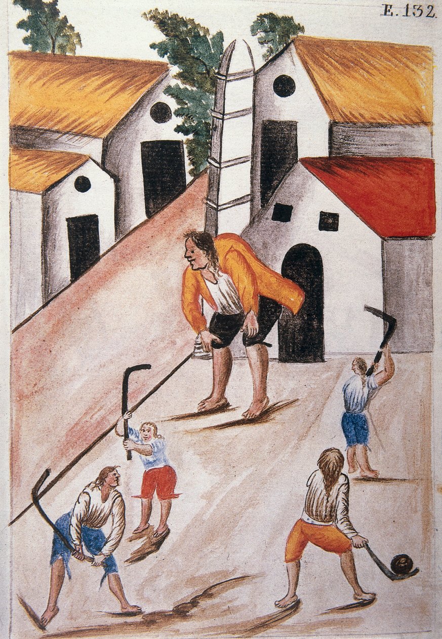 Baltazar Martinez Compañón y Bujanda, Trujillo piskoposu (1782-1785) tarafından yazılan "Trujillo del Peru" veya "Códice Martínez Compañón" kitabından top oynayan genç Kızılderililer by Unknown artist
