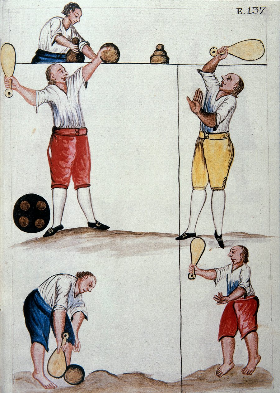 Baltazar Martinez Compañón y Bujanda, Trujillo piskoposu (1782-1785) tarafından yazılan "Trujillo del Peru" veya "Códice Martínez Compañón" kitabından top oyunu oynayan genç metisler by Unknown artist