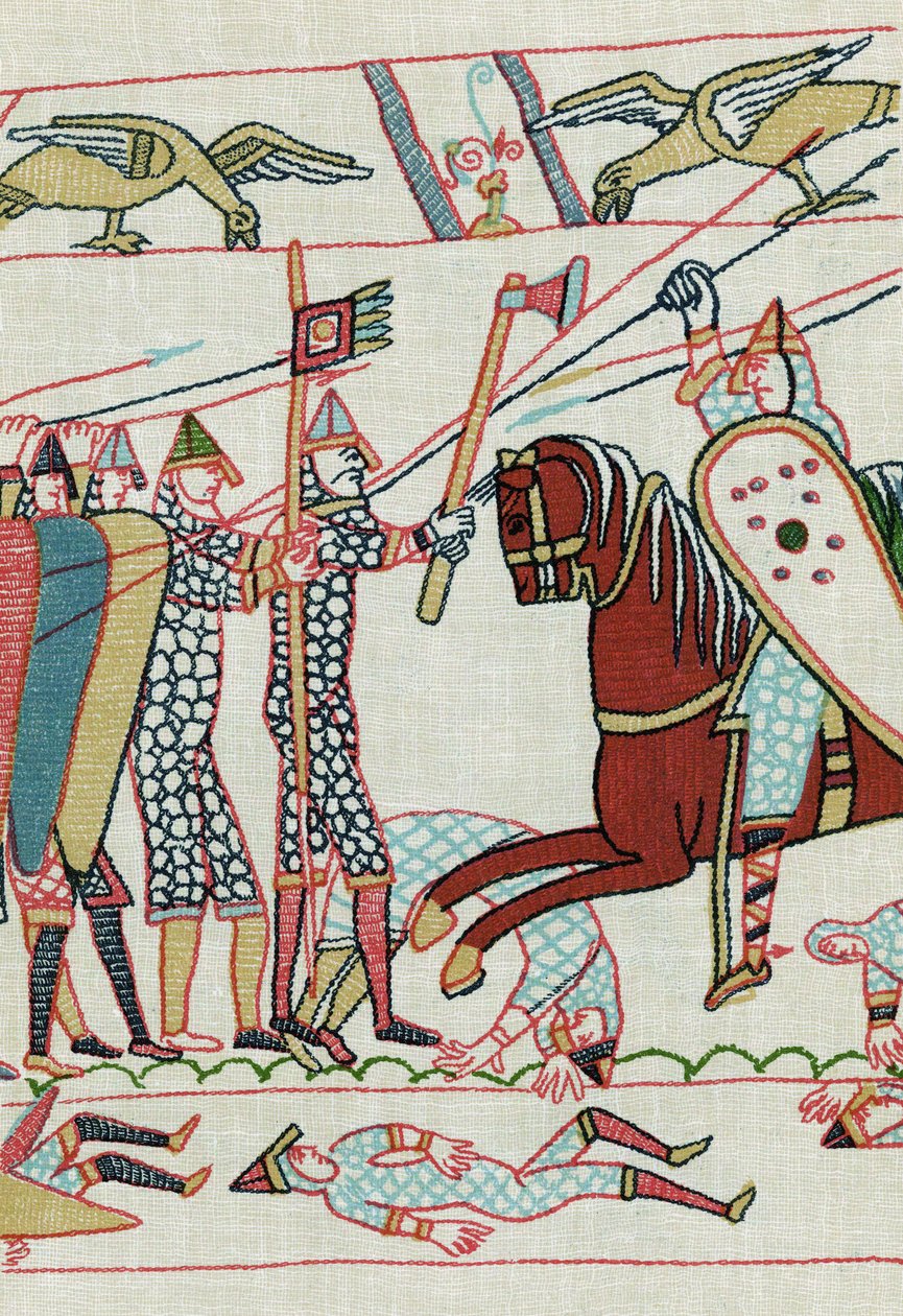 11. yüzyıla ait Bayeux duvar halısından bir detaydan sonra (litografi) by Unknown artist