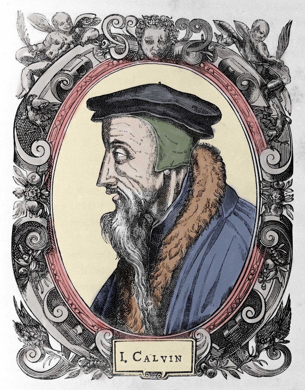 Jean Calvin (1509-1564), Fransız dini reformcu ve yazar portresi. by Unknown artist