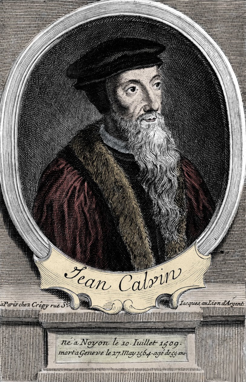 Jean Calvin (1509-1564), Fransız dini reformcu ve yazar portresi. by Unknown artist