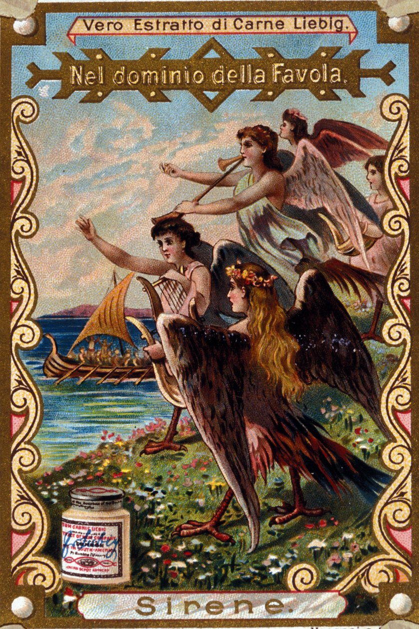 denizcileri şarkı söyleyerek çeken sirenlerin temsili. by Unknown artist