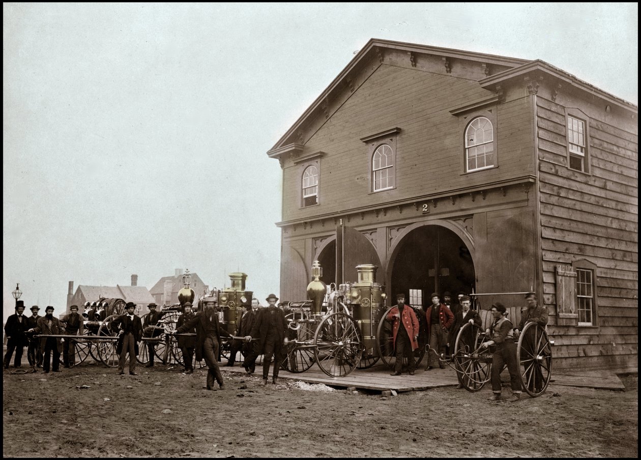 İtfaiye, kışlanın önünde poz veriyor, İskenderiye. Virjinya, Amerika Birleşik Devletleri 1863. Fotoğraf by Unknown photographer