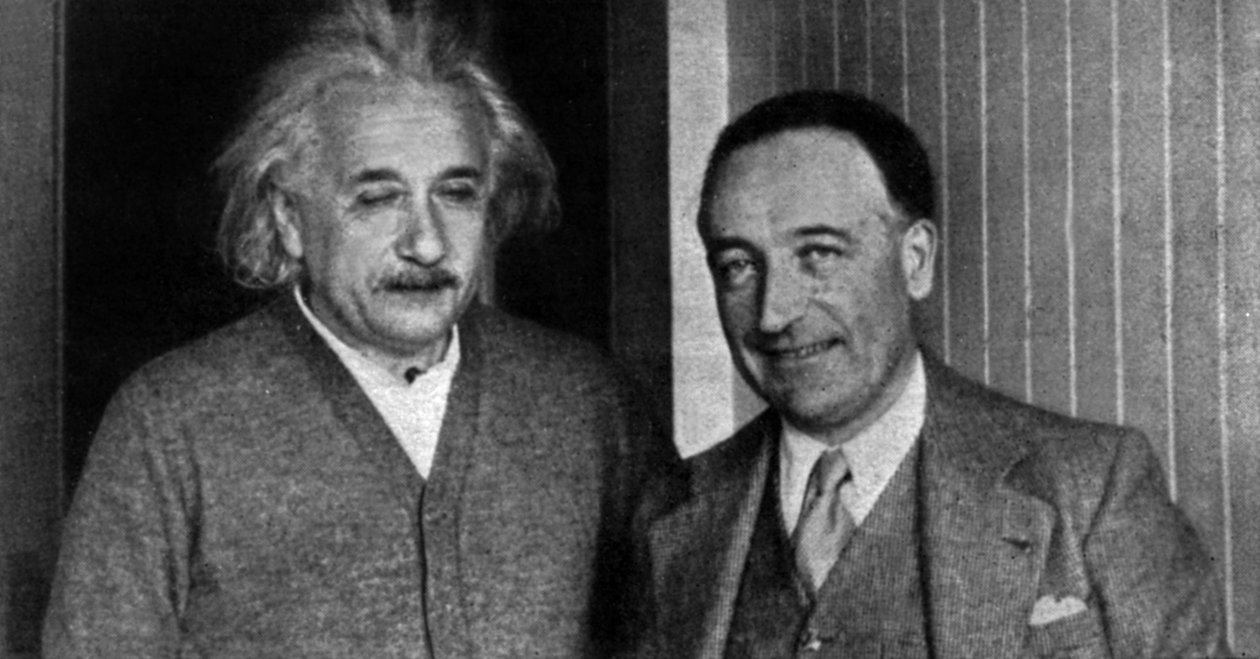 Louis Farigoule namı diğer Jules Romains, Albert Einstein, Princeton, ABD tarafından kabul edildi by Unknown photographer