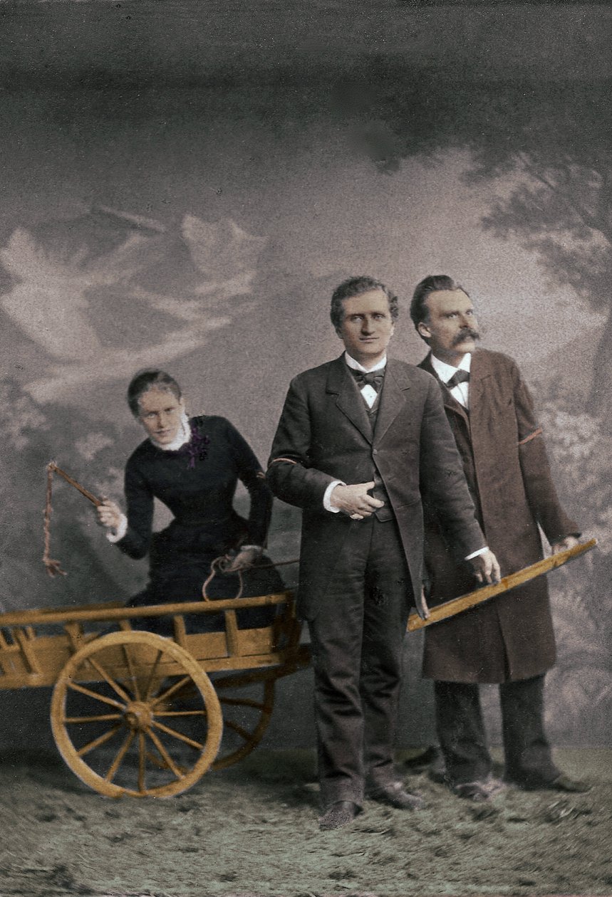 Paul Ree (1849-1901) İngiliz filozof - Lou Andreas-Salome (1861-1937) (Andreas Salome) Rus psikanalist - Friedrich Nietzsche (1844-1900) Alman filozof - Mayıs 1882 (Lucerne, Atelier Jules Bonnet) sayısal boyama - by Unknown photographer