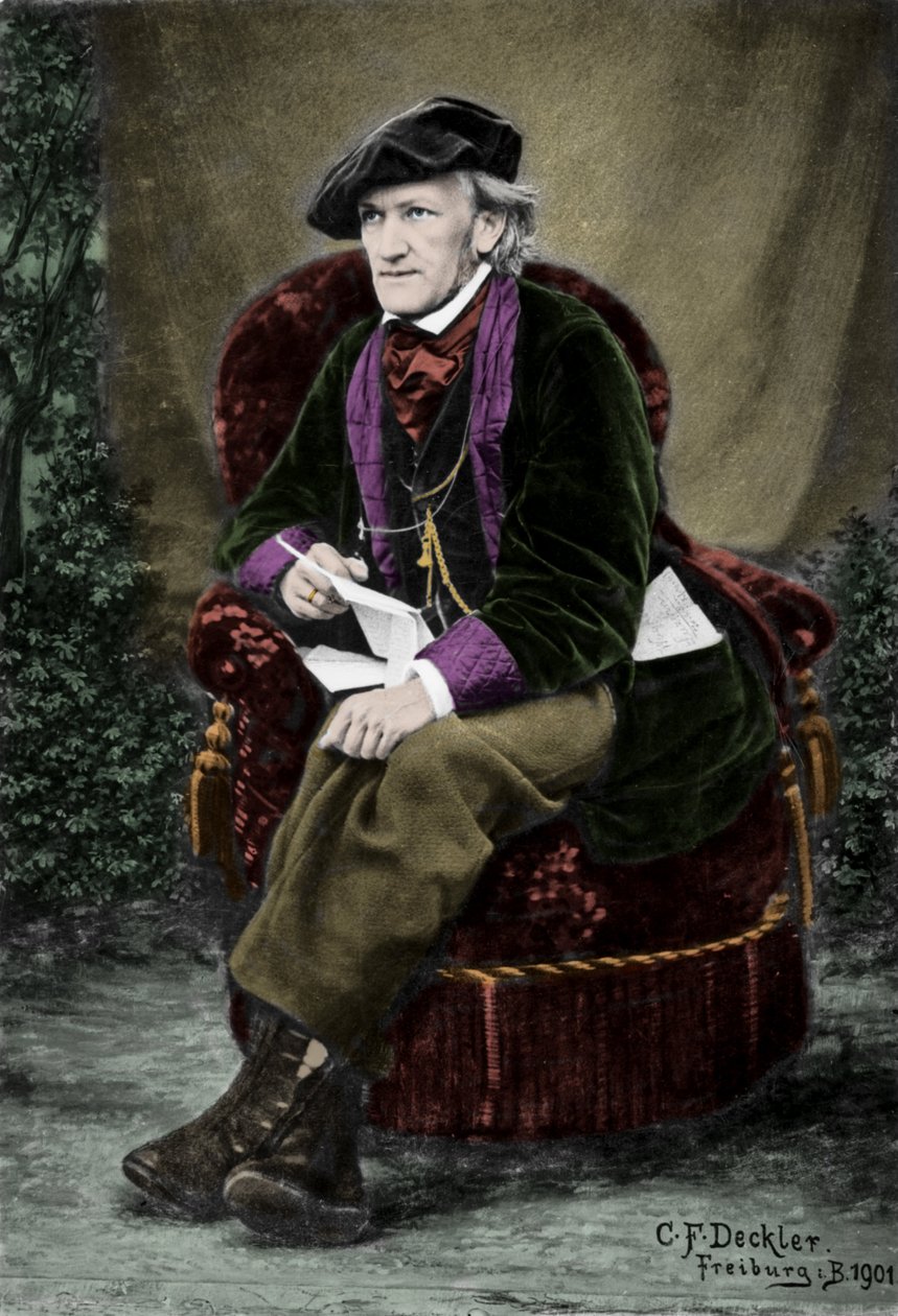 Besteci Richard Wagner'in (1813-1883) Luzern, İsviçre'deki Villa Tribschen'deki portresi. by Unknown photographer