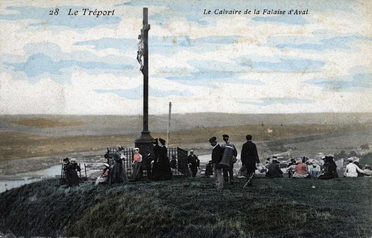 Aval uçurumunun Calvary'si. Treport. 20. yüzyılın başından renkli bir fotoğraf. by Unknown photographer