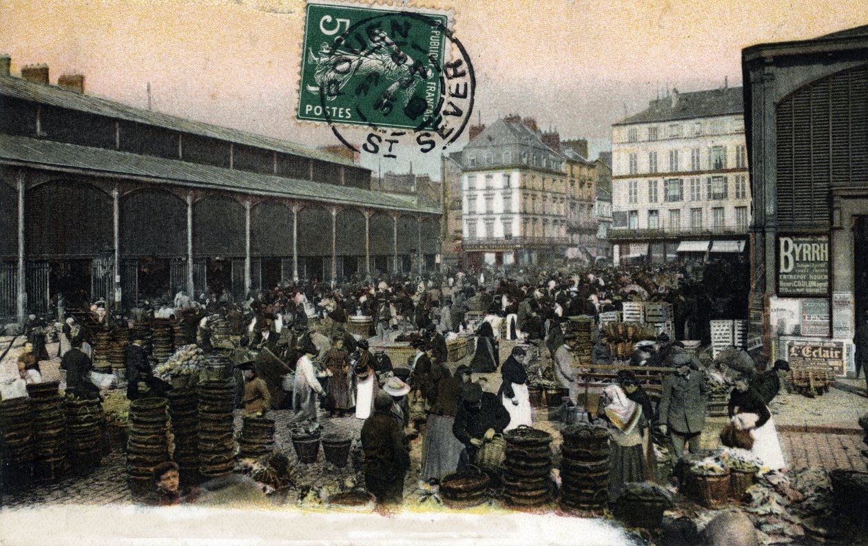 Rouen, Seine maritime, Normandy'deki Grand Marche'ın görünümü (Rouen'deki pazar, Normandiya) 20. yüzyılın başlarından kalma kartpostal by Unknown photographer