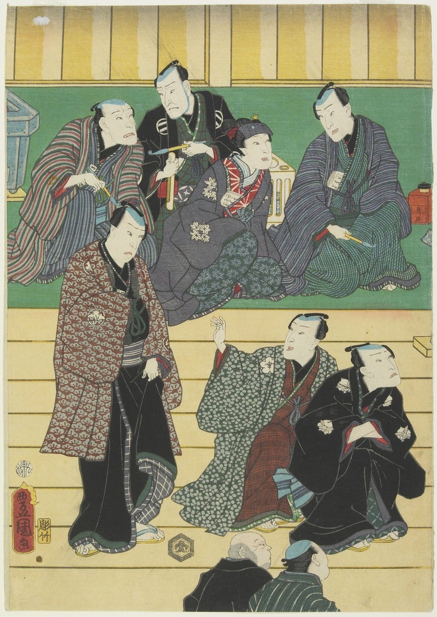 (Bir Kabuki Oyununun Provası), Eylül 1860 by Utagawa Kunisada