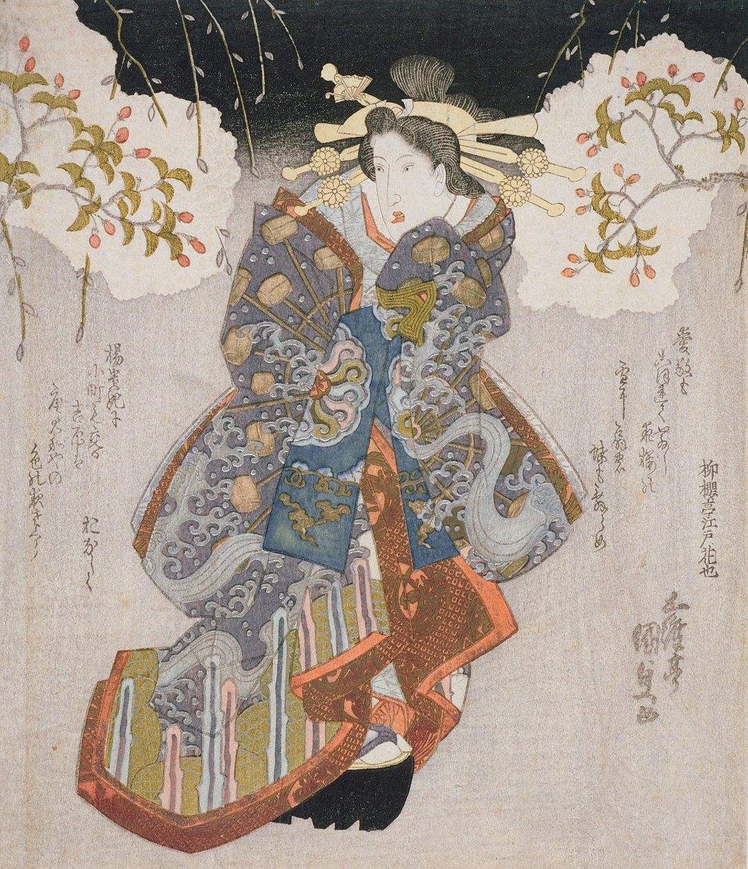 Bir fahişe olarak Iwai Kumesaburo II, 1830 dolayları (renkli tahta baskı) by Utagawa Kunisada