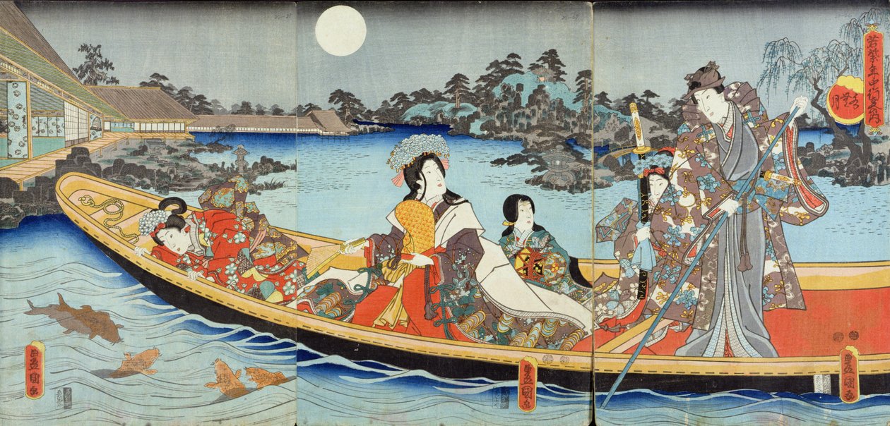 Muhtemelen 'Genji'nin Öyküsü'nden, 1849-50 (renkli tahta baskı) by Utagawa Kunisada