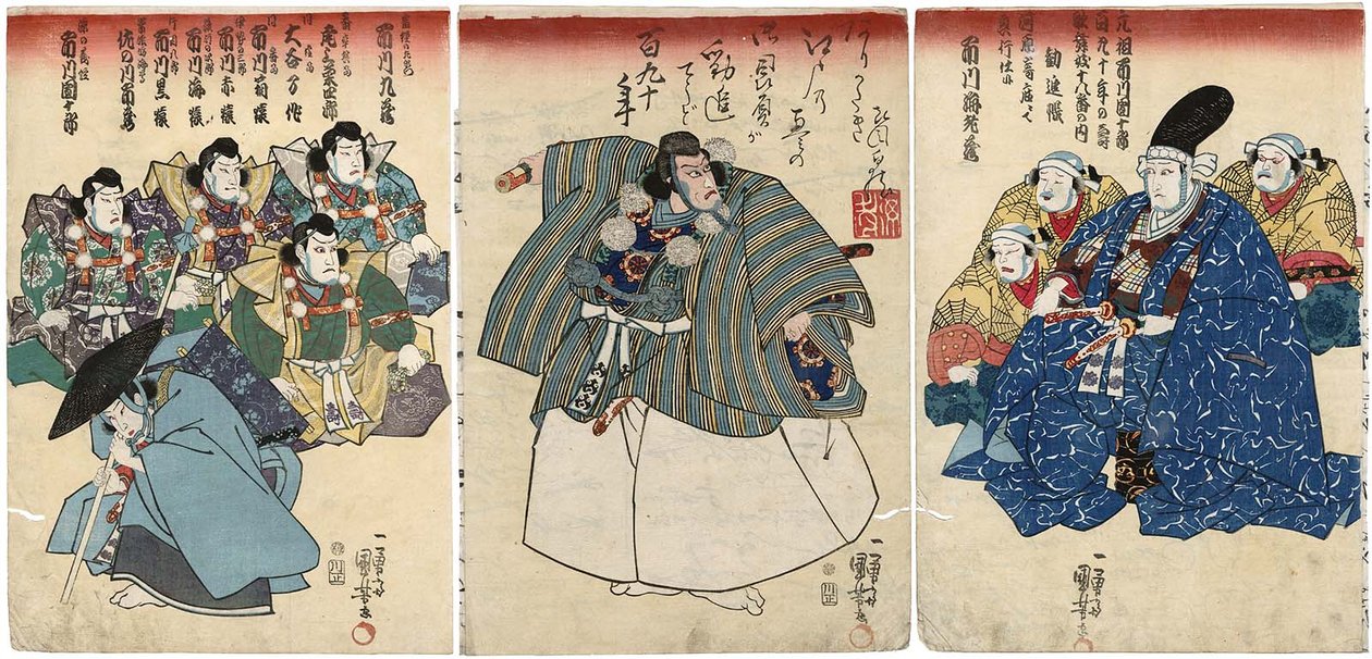 Ac ve rs Inkanjincho: Ichikawa Kuzo Ichikawa Saemon R, Ichikawa Ebizo V As Musashibo Benkei C, Ichikawa Danjuro Iii As Minamoto no Yoshitsune L by Utagawa Kuniyoshi