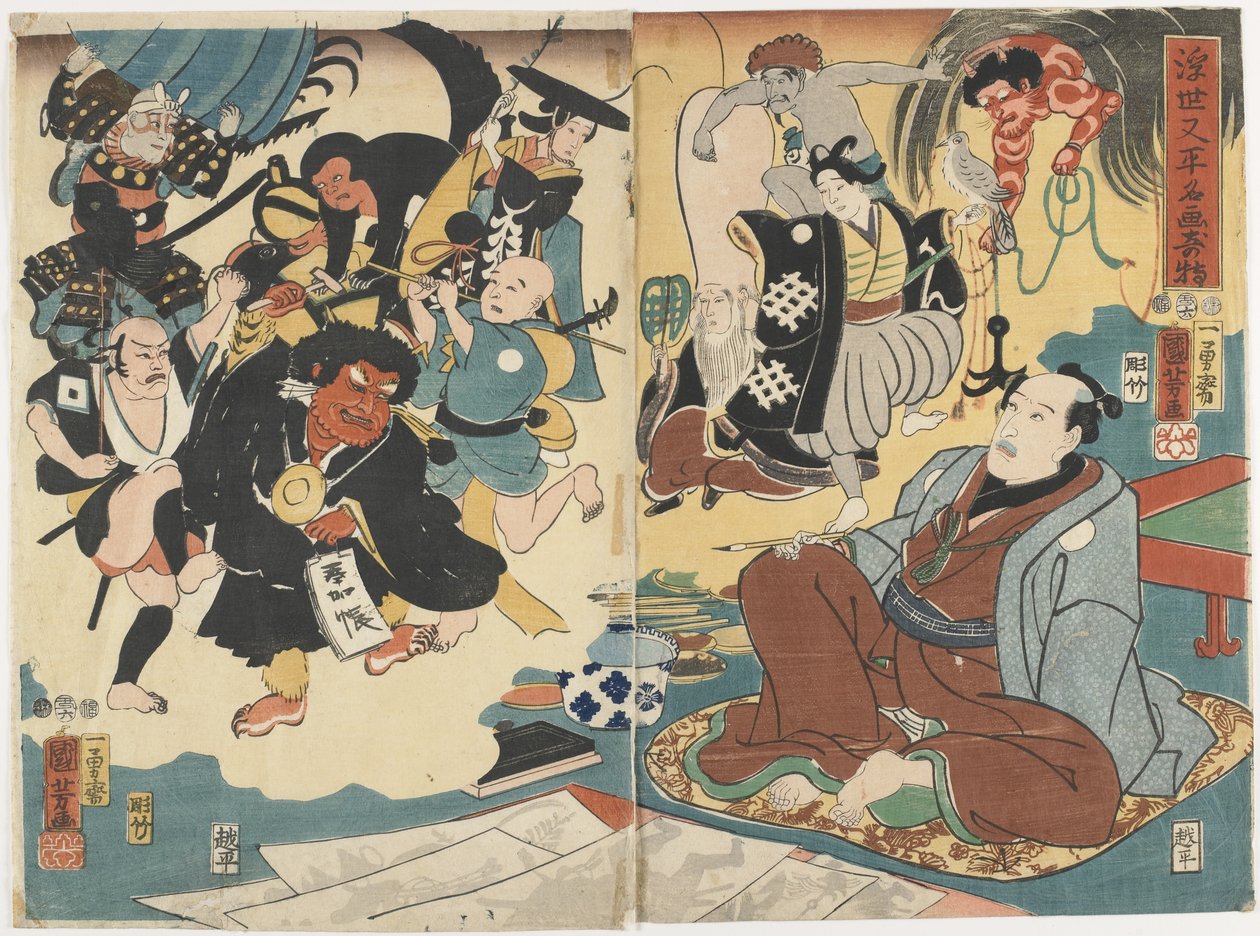 Ünlü Tabloların Mucizesi, Ukiyo Matahei, Haziran 1853 by Utagawa Kuniyoshi