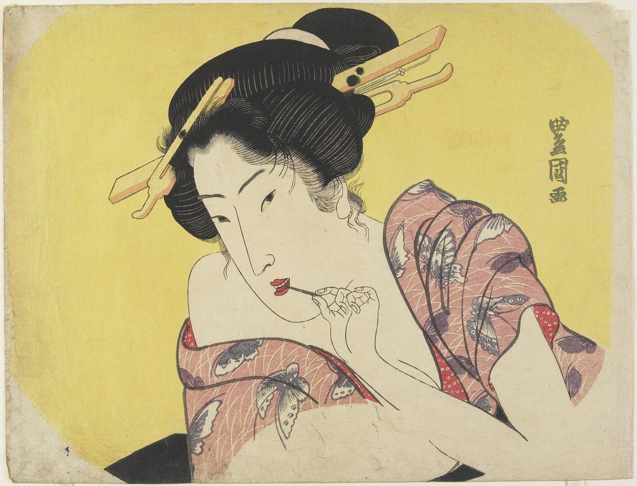 Kürdan Kullanan Kadın, c.1820 (renkli tahta baskı) by Utagawa Toyokuni