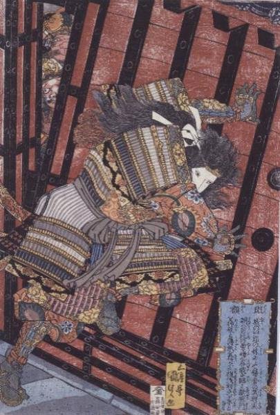 Kapıyı savunan Hangaku, 1830 dolayları by Utagawa Kunisada