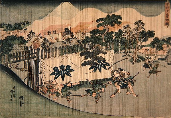Soga Kardeşler On Düşmanı Öldürüyor, 1830 dolayları (renkli tahta baskı) by Utagawa Kunisada