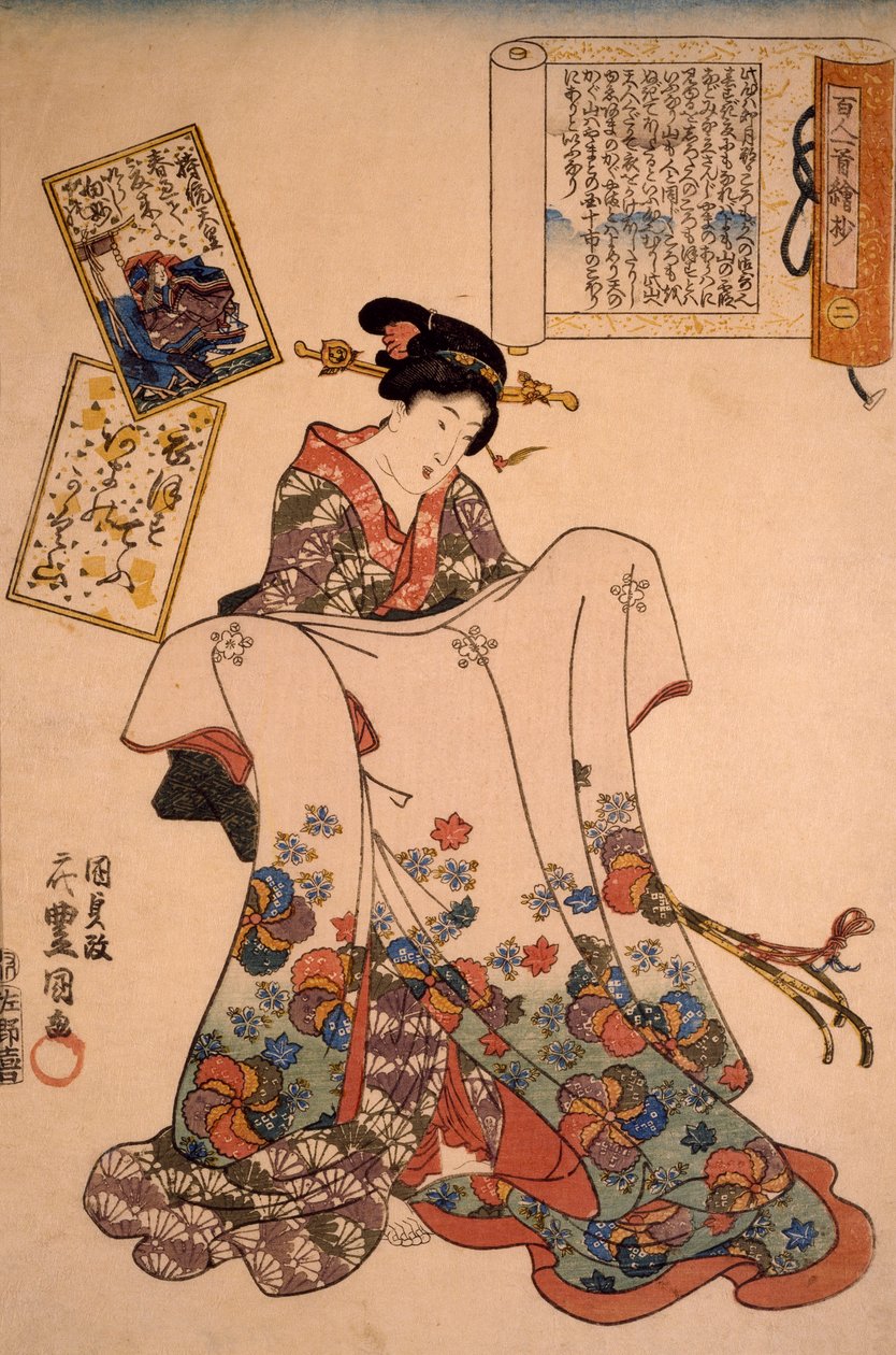 Görkemli Elbiseli Kadın, Utagawa Kunisada by Utagawa Kunisada