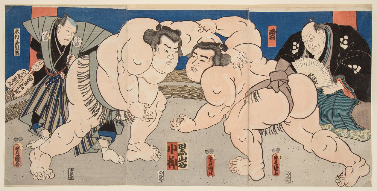 Sumo güreşçileri Koyanagi ve Kuroiwa