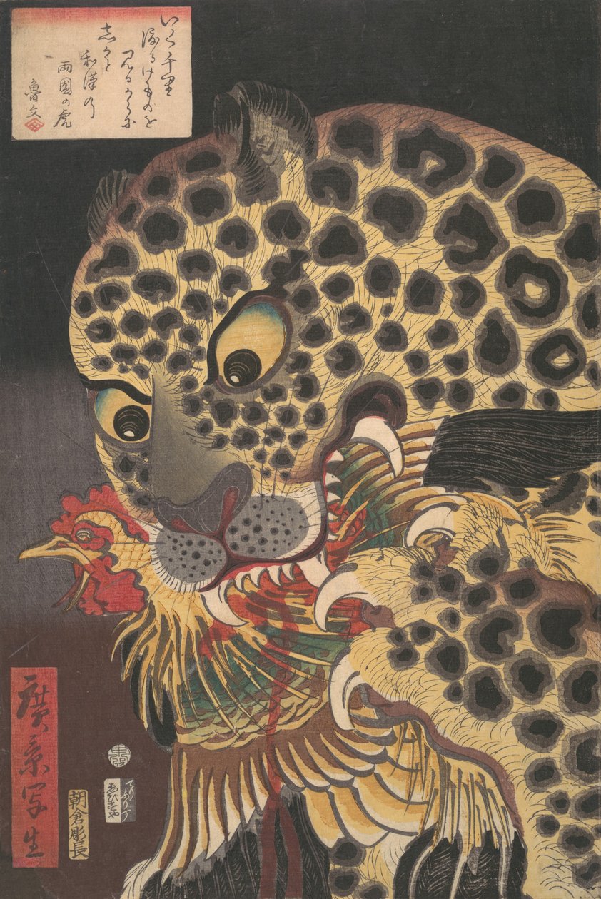 Hirokage'nin True Scenes serisinden "The Tiger of Ryokoku", 8. ay, 1860., by Utagawa Hirokage