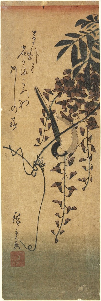 (Wisteria Dalındaki Kuş) by Utagawa Hiroshige