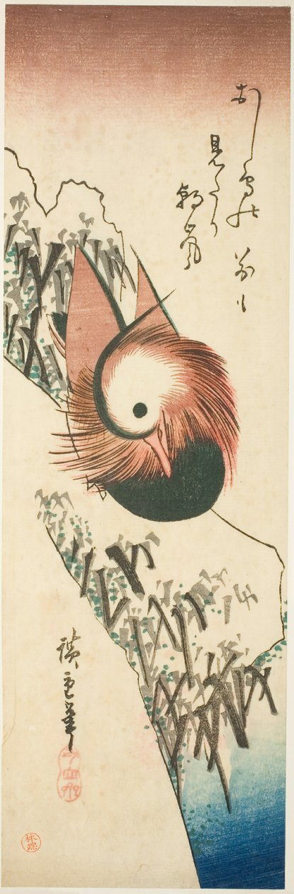 Karlı Bir Bankada Mandarin Ördeği by Utagawa Hiroshige