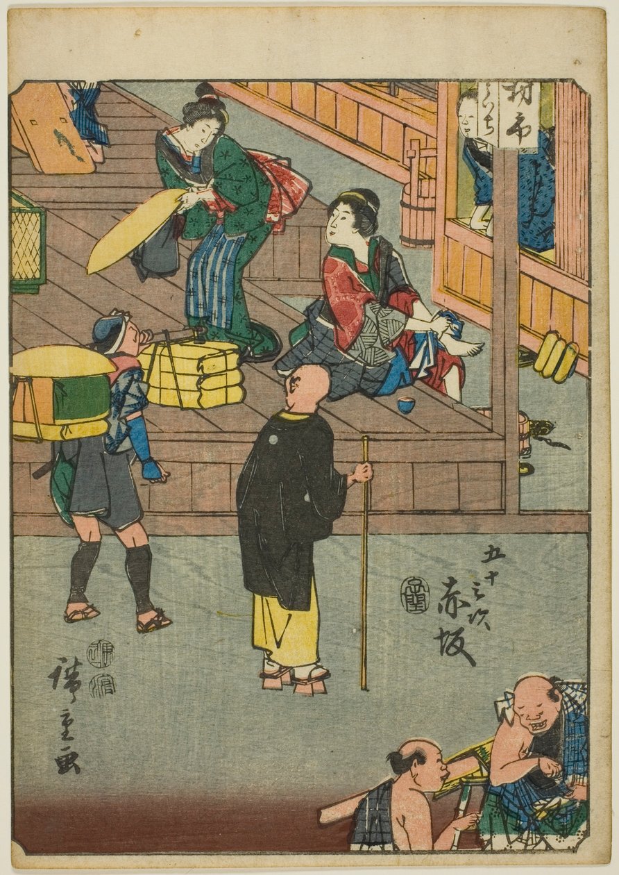 Akasaka, serinin "elliinci lee S sesleri" kentsel derece "(Bay Omotoyama)," kaba bir k w s te kentsel derece (kişi kentsel derecesi) ) by Utagawa Hiroshige