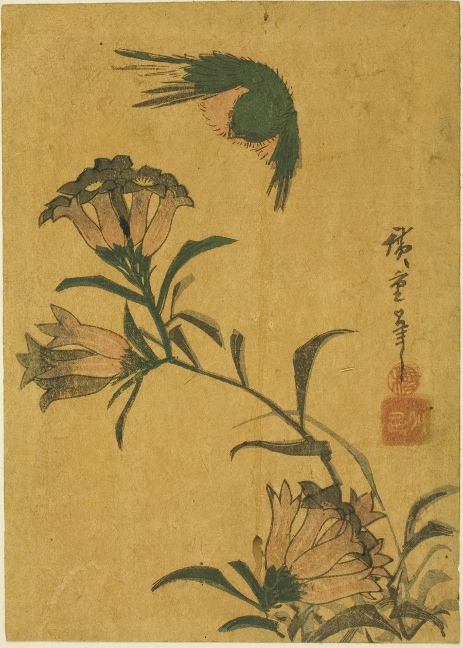 kuş ve centiyana by Utagawa Hiroshige