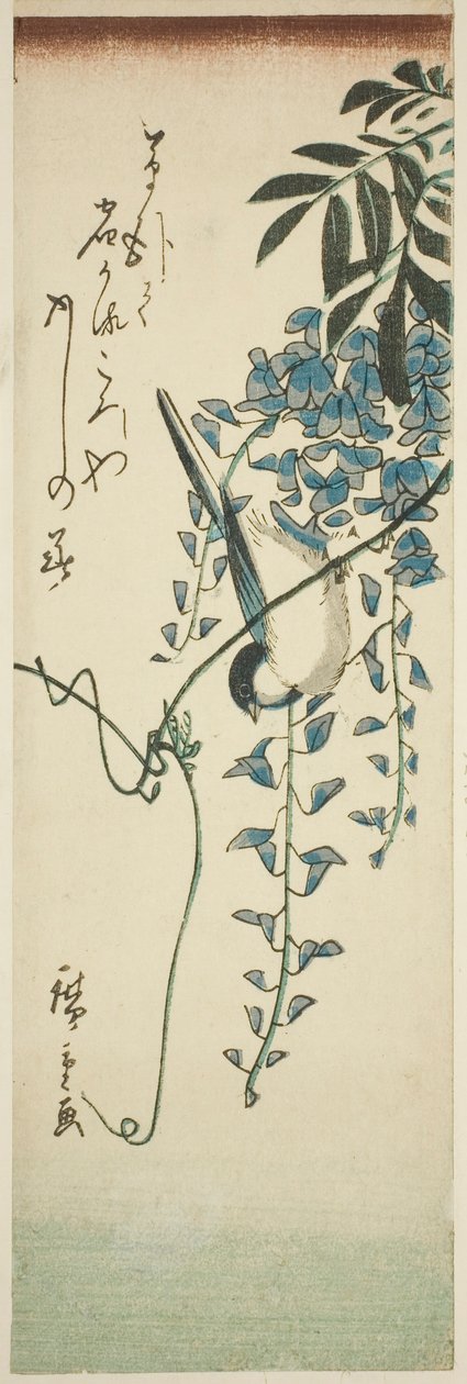 kuş ve wisteria by Utagawa Hiroshige